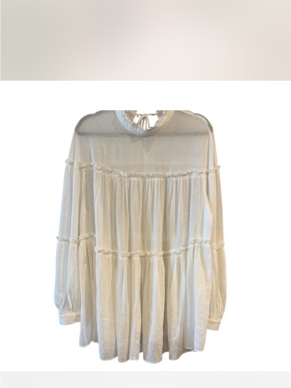 Urban Outfitters Cream Sheer Ruffle Blouse Pirate Core Prairie Top Size M - Picture 2 of 7